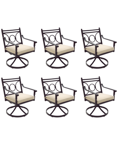 Agio Wythburn Mix And Match Scroll Outdoor Swivel Chairs, Set Of 6 In Straw Natural,bronze Finish
