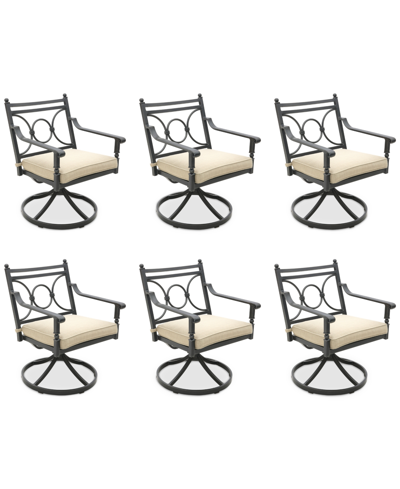 Shop Agio Wythburn Mix And Match Scroll Outdoor Swivel Chairs, Set Of 6 In Straw Natural,pewter Finish