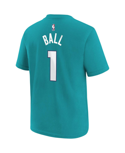 Shop Jordan Big Boys  Lamelo Ball Teal Charlotte Hornets Icon Name And Number T-shirt