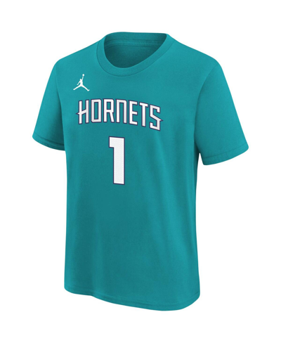 Shop Jordan Big Boys  Lamelo Ball Teal Charlotte Hornets Icon Name And Number T-shirt