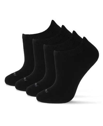 Memoi Men's Unisex Diabetic Full Cushion Low Cut Socks, Pack Of 2 In Black-black