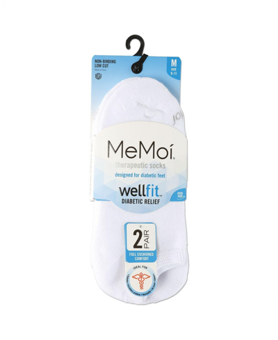 Memoi Men's Unisex Diabetic Full Cushion Low Cut Socks, Pack Of 2 In Black-black