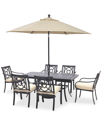 Shop Agio St Croix Outdoor 7-pc Dining Set (68x38" Table + 6 Dining Chairs) In Straw Natural
