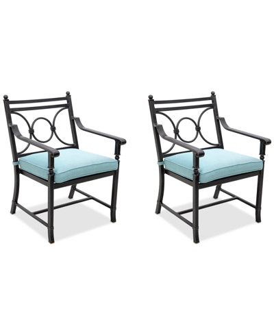 Shop Agio Wythburn Mix And Match Scroll Outdoor Dining Chairs, Set Of 2 In Spa Light Blue,pewter Finish