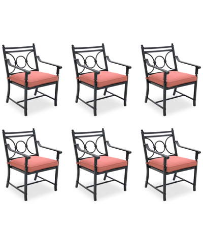 Agio Wythburn Mix And Match Scroll Outdoor Dining Chairs, Set Of 6 In Peony Brick Red,bronze Finish