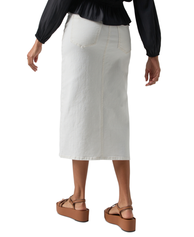 Shop Sanctuary Women's Front-slit Denim Midi Skirt In Chalk