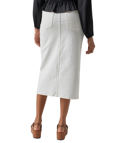 Shop Sanctuary Women's Front-slit Denim Midi Skirt In Chalk