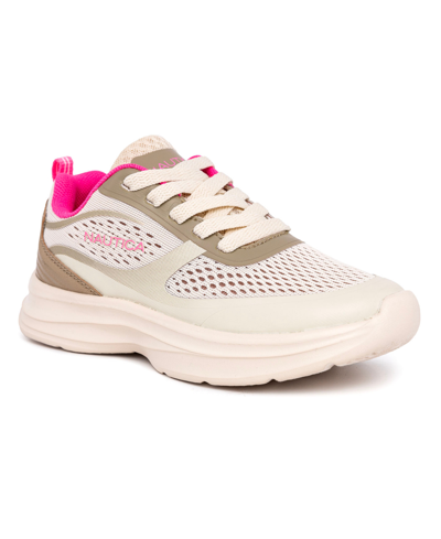 Shop Nautica Little And Big Girls Galey Athletic Sneakers In Tan,pink