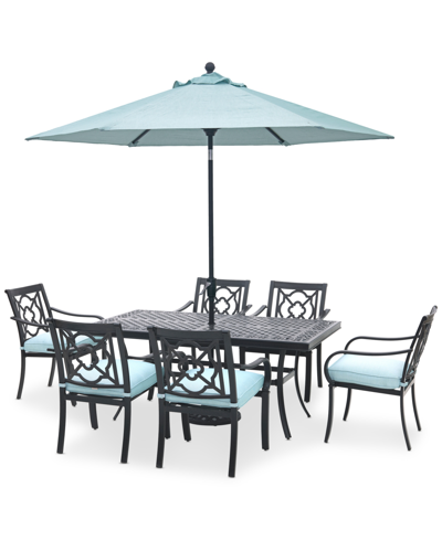 Shop Agio St Croix Outdoor 7-pc Dining Set (68x38" Table + 6 Dining Chairs) In Spa Light Blue