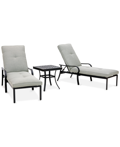 Agio Astaire Outdoor 3-pc Chaise Set (2 Chaise Lounge Chairs + 1 End Table), Created For Macy's In Oyster Light Grey