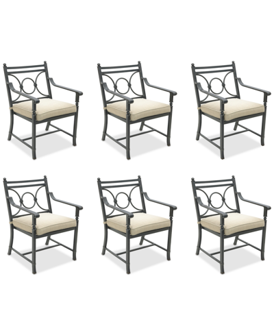 Shop Agio Wythburn Mix And Match Scroll Outdoor Dining Chairs, Set Of 6 In Straw Natural,pewter Finish