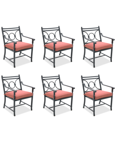 Shop Agio Wythburn Mix And Match Scroll Outdoor Dining Chairs, Set Of 6 In Peony Brick Red,pewter Finish
