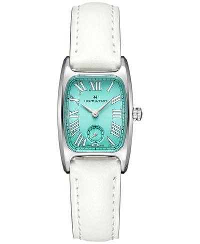 Shop Hamilton Women's Swiss American Classic Small Second White Leather Strap Watch 24x27mm