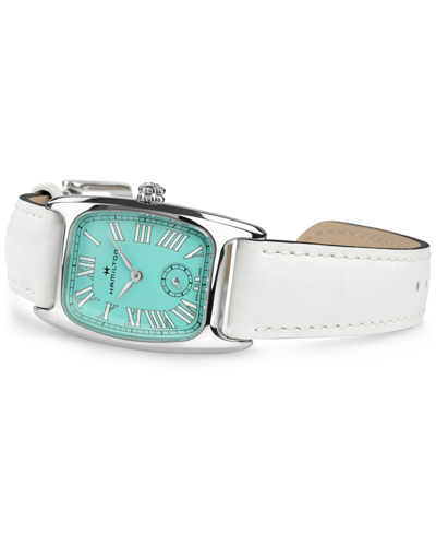 Shop Hamilton Women's Swiss American Classic Small Second White Leather Strap Watch 24x27mm