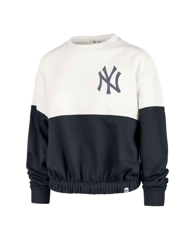 Shop 47 Brand Women's ' White, Navy New York Yankees Take Two Bonita Pullover Sweatshirt In White,navy