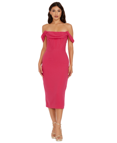 Shop Dress The Population Women's Vickie Off-the-shoulder Dress In Begonia