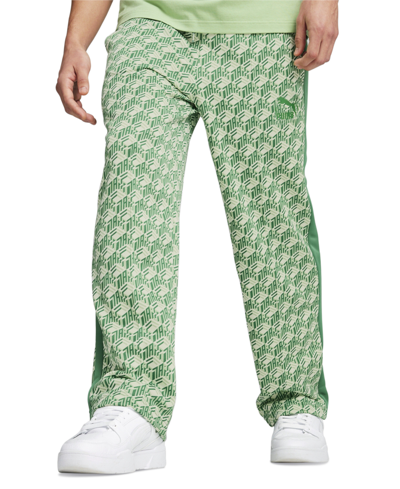 Shop Puma Men's T7 Printed Track Pants In Archive Green-aop