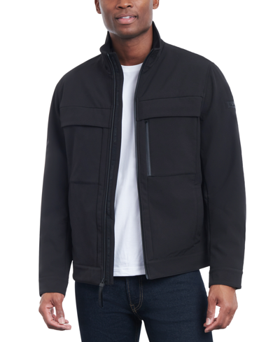 Shop Michael Kors Men's Dressy Full-zip Soft Shell Jacket In Black