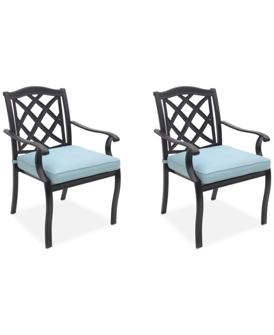 Shop Agio Wythburn Mix And Match Lattice Outdoor Dining Chairs, Set Of 2 In Spa Light Blue,bronze Finish