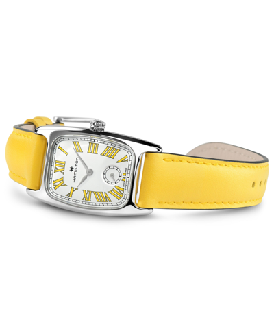 Shop Hamilton Women's Swiss American Classic Small Second Yellow Leather Strap Watch 24x27mm