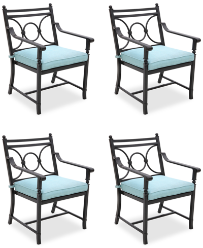 Shop Agio Wythburn Mix And Match Scroll Outdoor Dining Chairs, Set Of 4 In Spa Light Blue,bronze Finish