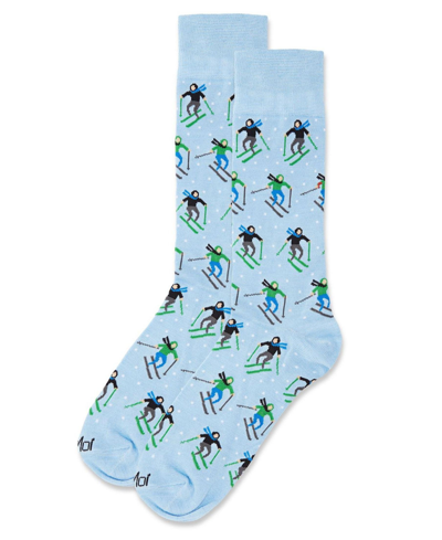 Memoi Men's Skiers Paradise Novelty Crew Socks In Navy Blazer