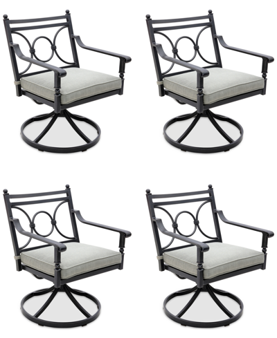 Shop Agio Wythburn Mix And Match Scroll Outdoor Swivel Chairs, Set Of 4 In Oyster Light Grey,pewter Finish