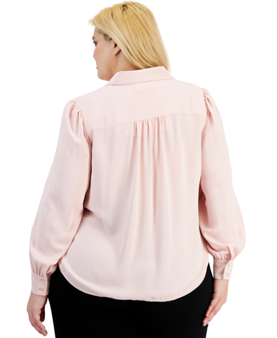 Shop Bar Iii Plus Size Ruffle-front Blouse, Created For Macy's In Rosebud