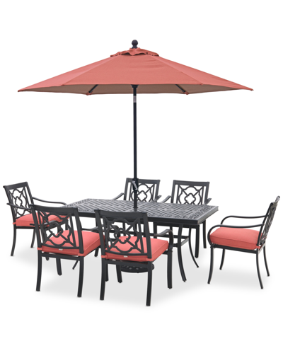 Shop Agio St Croix Outdoor 7-pc Dining Set (68x38" Table + 6 Dining Chairs) In Peony Brick Red