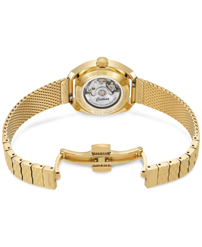 Shop Certina Women's Swiss Automatic Ds-2 Lady Gold Pvd Stainless Steel Mesh Bracelet Watch 28mm In Mother Of Pearl