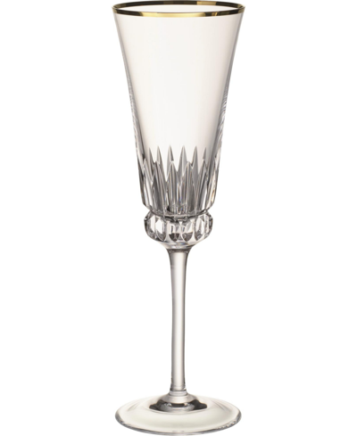 Villeroy & Boch Grand Royal Gold-tone Flute Glasses, Pair Of 2 In Clear