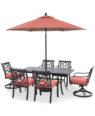 Agio Astaire Outdoor 7-pc Dining Set (84x42" Table + 4 Dining Chairs + 2 Swivel Chairs), Created For Macy In Peony Brick Red