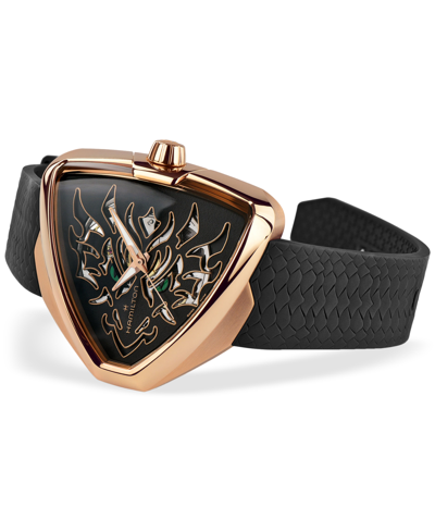 Hamilton Ventura Elvis80 Auto Skeleton Dial Pvd Rose Gold Steel Black Rubber Strap Men's Watch H24525331