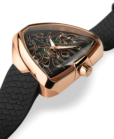 Hamilton Ventura Elvis80 Auto Skeleton Dial Pvd Rose Gold Steel Black Rubber Strap Men's Watch H24525331