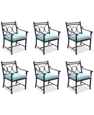 Shop Agio Wythburn Mix And Match Scroll Outdoor Dining Chairs, Set Of 6 In Spa Light Blue,pewter Finish