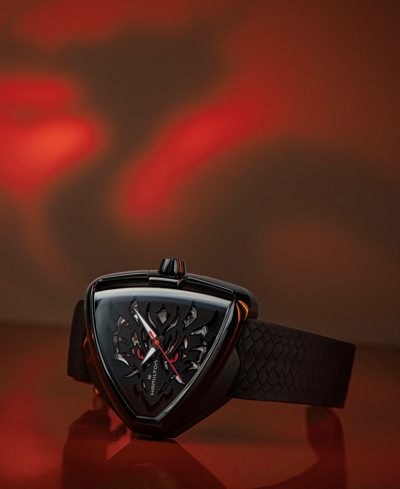 Hamilton Men's Swiss Automatic Ventura Elvis80 Dragon Black Rubber Strap Watch 43x45mm In Black