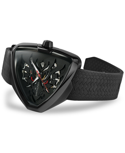 Hamilton Men's Swiss Automatic Ventura Elvis80 Dragon Black Rubber Strap Watch 43x45mm In Black