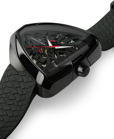 Hamilton Men's Swiss Automatic Ventura Elvis80 Dragon Black Rubber Strap Watch 43x45mm In Black