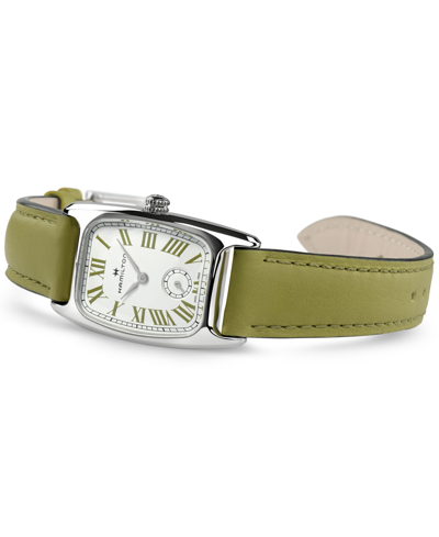 Shop Hamilton Women's Swiss American Classic Small Second Green Leather Strap Watch 24x27mm