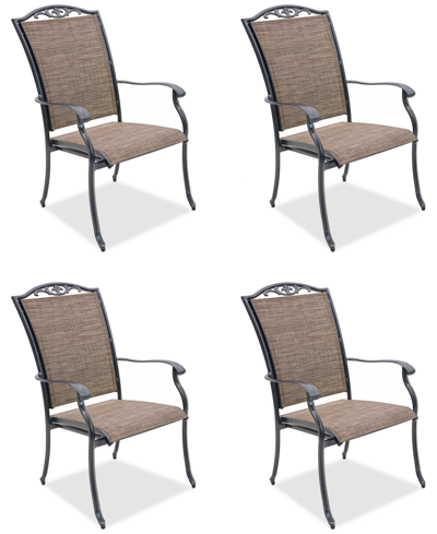 Shop Agio Wythburn Mix And Match Filigree Sling Outdoor Dining Chairs, Set Of 4 In Mocha Grey,pewter Finish