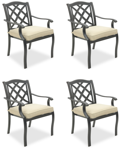 Shop Agio Wythburn Mix And Match Lattice Outdoor Dining Chairs, Set Of 4 In Straw Natural,pewter Finish