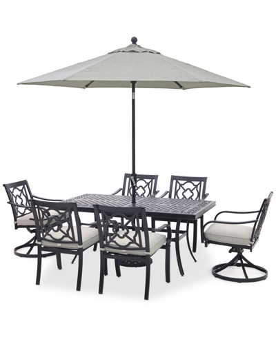 Shop Agio St Croix Outdoor 7-pc Dining Set (68x38" Table + 4 Dining Chairs + 2 Swivel Chairs) In Oyster Light Grey