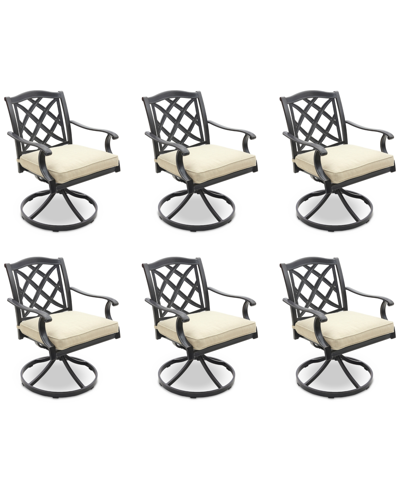 Shop Agio Wythburn Mix And Match Lattice Outdoor Swivel Chairs, Set Of 6 In Straw Natural,pewter Finish