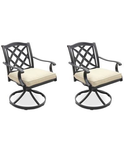 Shop Agio Wythburn Mix And Match Lattice Outdoor Swivel Chairs, Set Of 2 In Straw Natural,pewter Finish