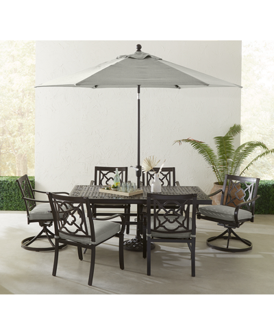 Shop Agio St Croix Outdoor 7-pc Dining Set (68x38" Table + 4 Dining Chairs + 2 Swivel Chairs) In Oyster Light Grey