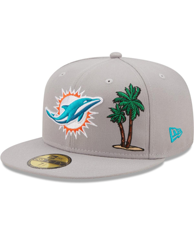 Shop New Era Men's  Gray Miami Dolphins City Describe 59fifty Fitted Hat