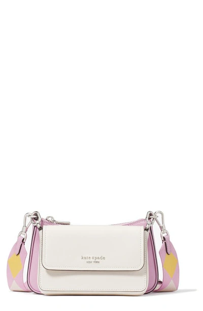 Shop Kate Spade New York Morgan Double Up Colorblock Saffiano Leather Crossbody Bag In Parchment Multi