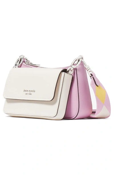 Shop Kate Spade New York Morgan Double Up Colorblock Saffiano Leather Crossbody Bag In Parchment Multi