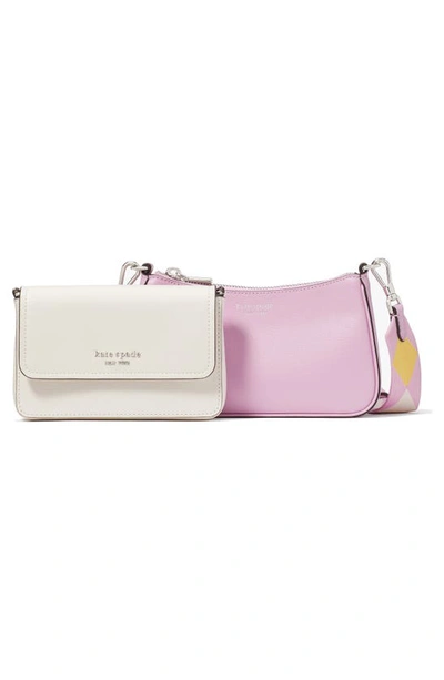 Shop Kate Spade New York Morgan Double Up Colorblock Saffiano Leather Crossbody Bag In Parchment Multi