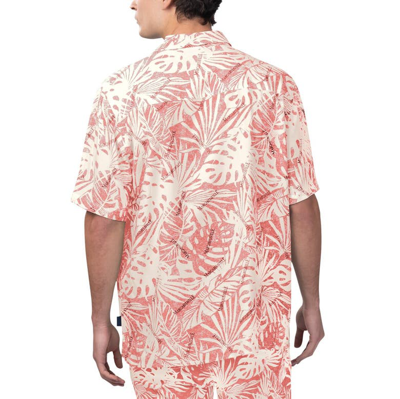 Shop Margaritaville Tan Arizona Cardinals Sand Washed Monstera Print Party Button-up Shirt In Cream